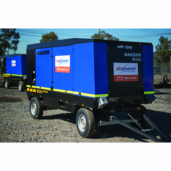 Large Portable Diesel Compressor available to hire from Air Powered