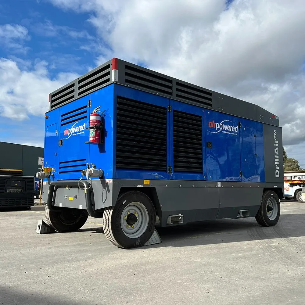 1260 cfm 500psi high pressure diesel compressor available from Air Powered