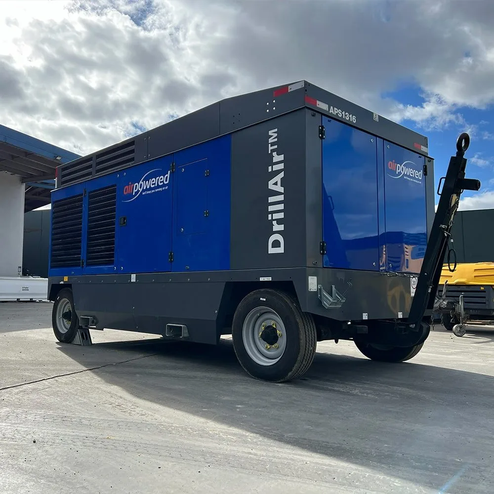 1260 cfm 500psi high pressure diesel compressor available from Air Powered